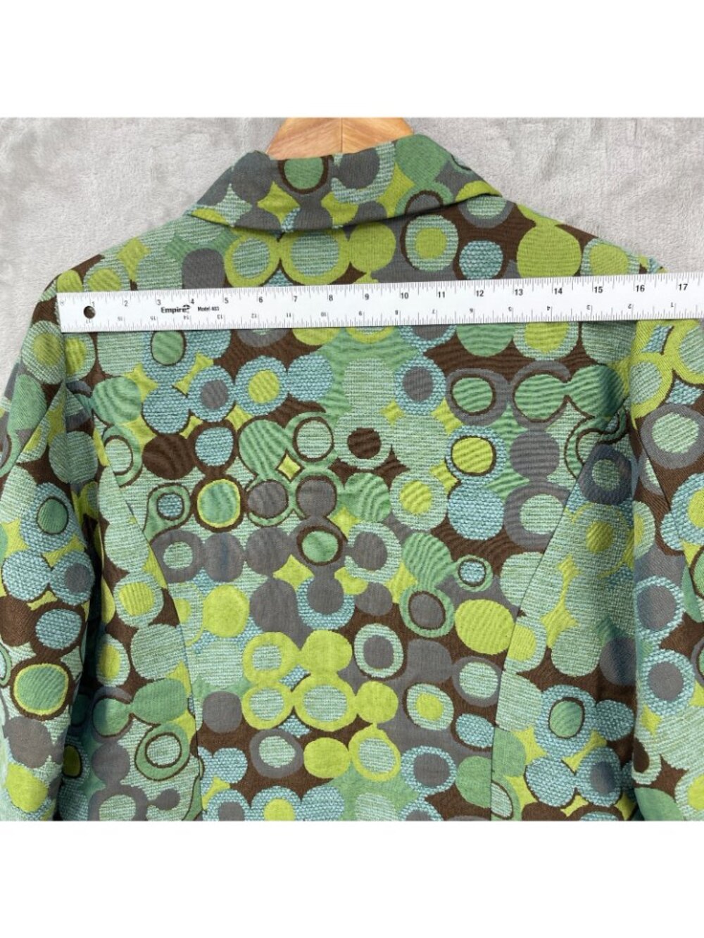 bentley a. Vintage Y2K Green Brown Geometric Brocade Coat USA Made - Picture 16 of 16